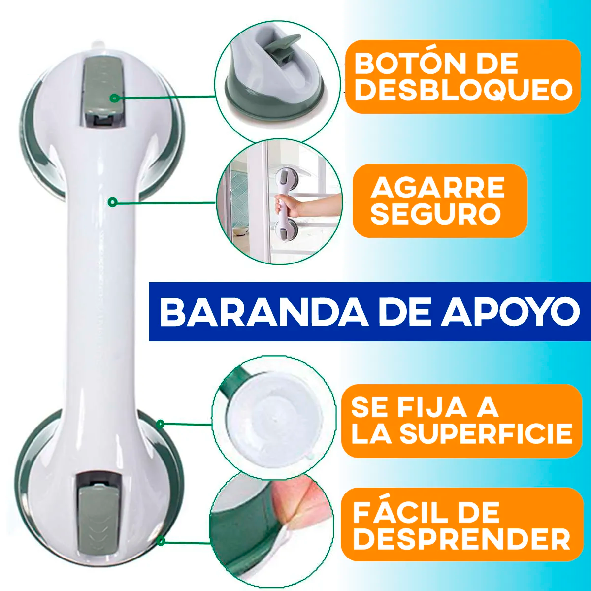 BARRA AGARRADERA CON VENTOSAS